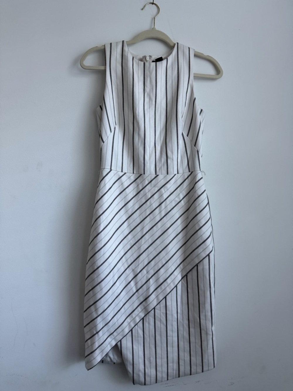 White House Black Market White and Black Striped Midi Sheath Dress